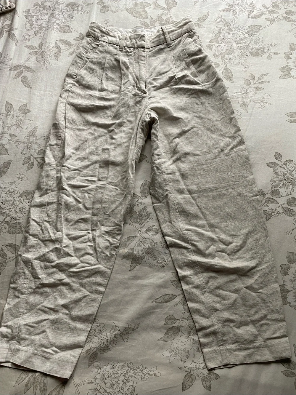 Wilfred Aritzia‎ Carrot Linen Cropped Pleated Tailored Pant 0 Ecru Cream Chic